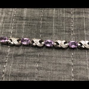 BRAND NEW Silver & Amethyst Stone Tennis Bracelet